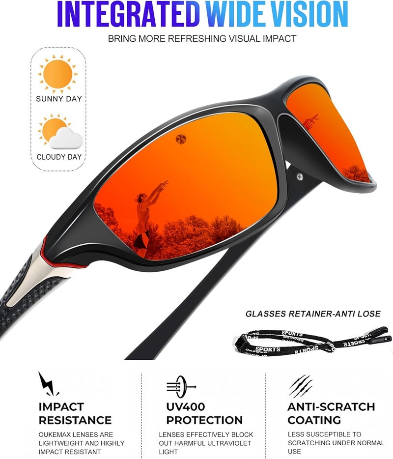 OUKEMAX Polarized Sunglasses Men, Sports Sun Glasses Womens UV400 Protection for Fishing Running Driving - Image 4